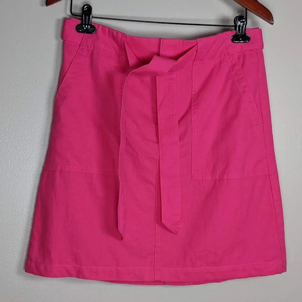 J. Crew Pink Linen-Cotton Utility Mini Skirt - Picture 2 of 8